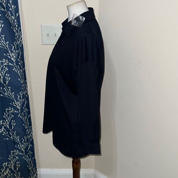 Soft Surroundings Adventura Navy Tunic Top Collar Split V-Neck sz Small Petite - Picture 2 of 8